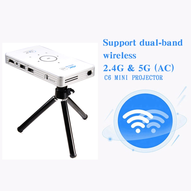 C6 1G+8G Android System Intelligent DLP HD Mini Projector Portable Home Mobile Phone Projector，