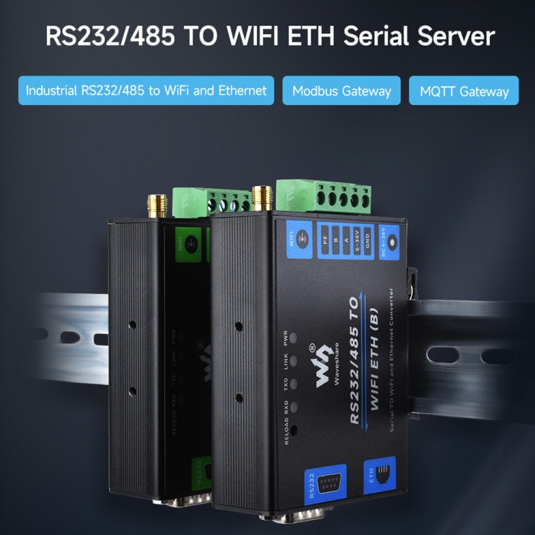 Waveshare Industrial Grade Serial Server RS232/485 to WiFi / Ethernet