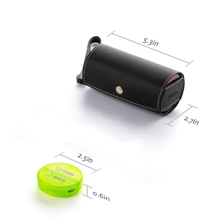 One Week Use Portable Plastic 14-Compartment Pill Box Leather Bag