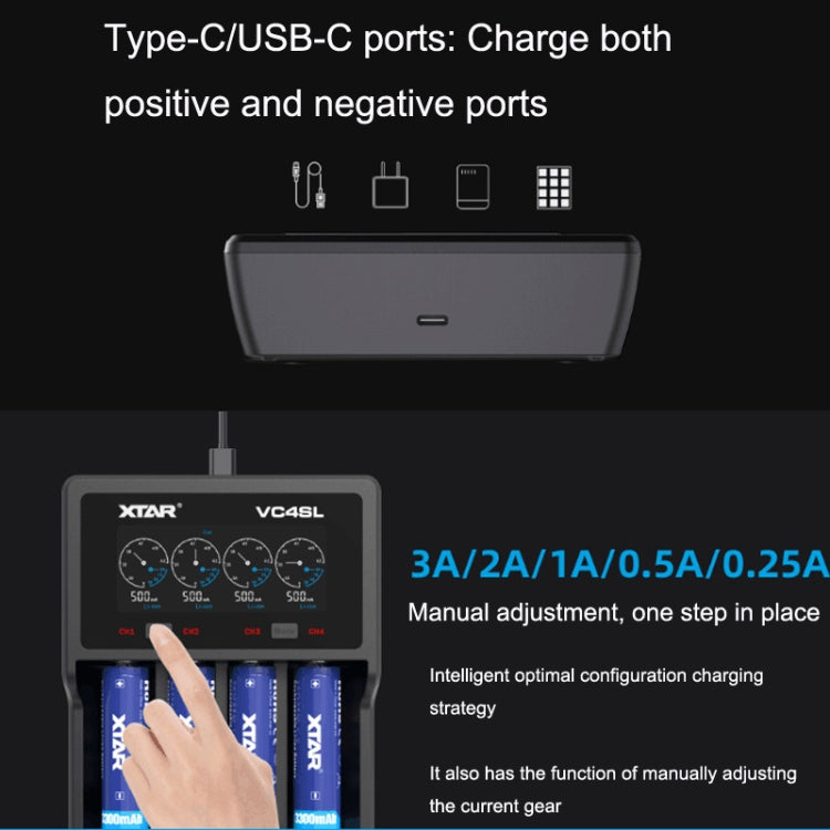 XTAR 4-Slot Bright Flashlight Lithium Battery Charger, Model: VC4SL