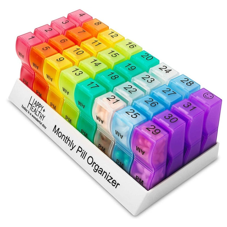 One Month Use 31-Compartment Plastic Colorful Pill Box Family Independent Pill Storage Box