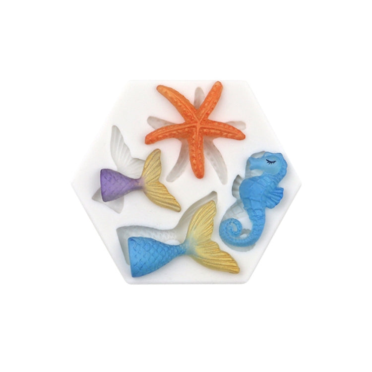 Ocean Series Big And Small Fishtail Starfish Seahorse DIY Baking Liquid Silicone Mold