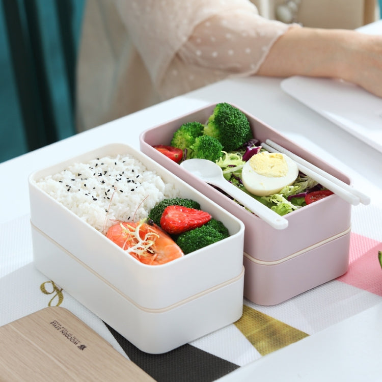 Office Double-layer Separated Lunch Box Wooden Portable Microwaveable Heating Student Bento Box with Cutlery