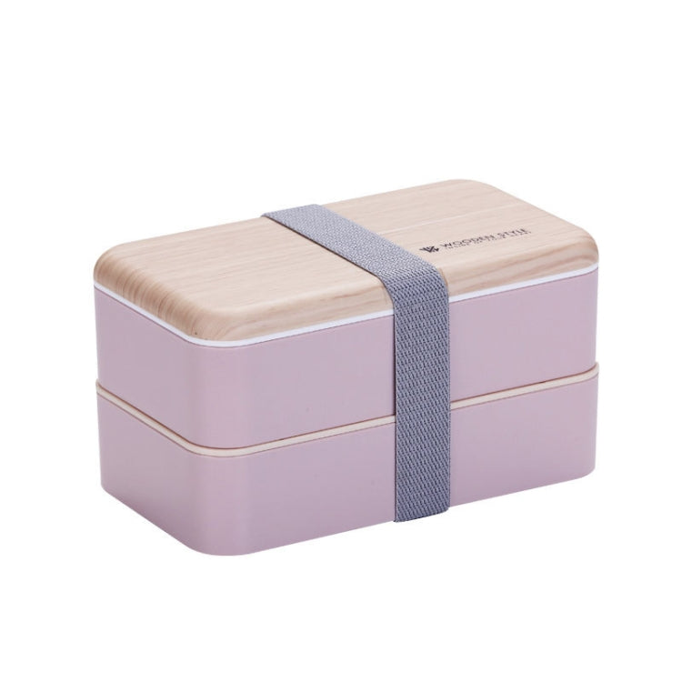 Office Double-layer Separated Lunch Box Wooden Portable Microwaveable Heating Student Bento Box with Cutlery