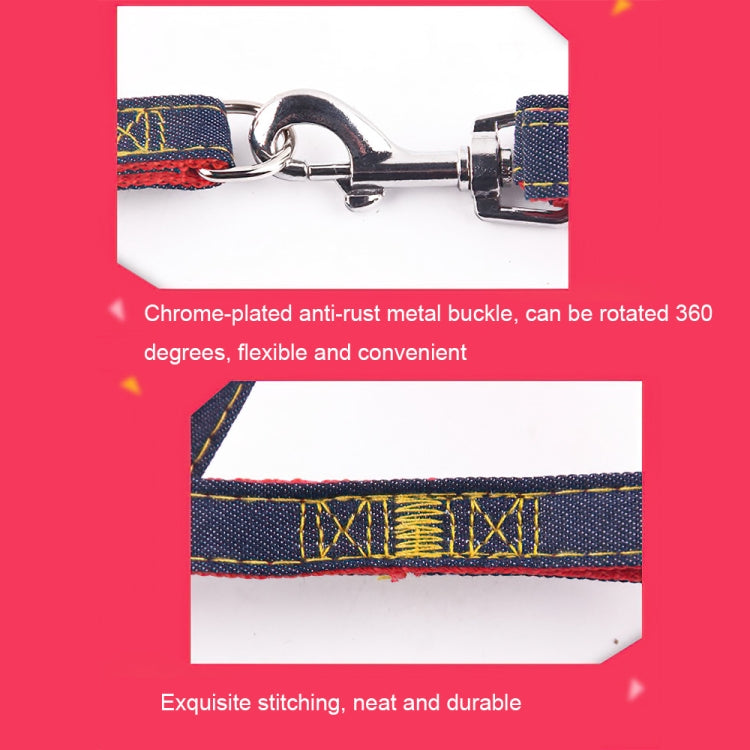 BG-Q1025 Leash+Chest Strap+Collar Thickened Strong Denim Pet Dog Leash Set, S, M, L, XL