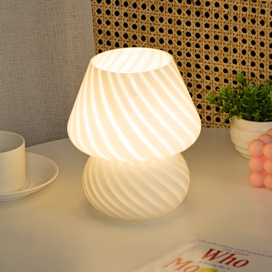 PJ-104 5W Mushroom Glass Bedroom Bedside Table Decoration Table Lamp, CN Plug, Specification：, Monochrome Warm Light, Tmall Elf Light Bulb