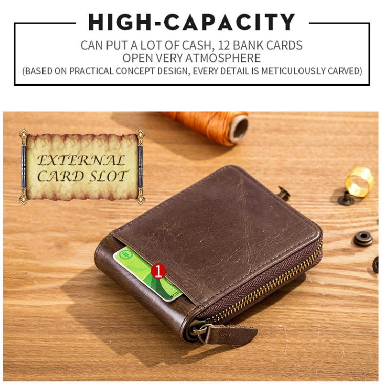 BUFF CAPTAIN 231 First Layer Cowhide Zipper Wallet Horizontal Leather Multiple-Card Thicken Album Wallet