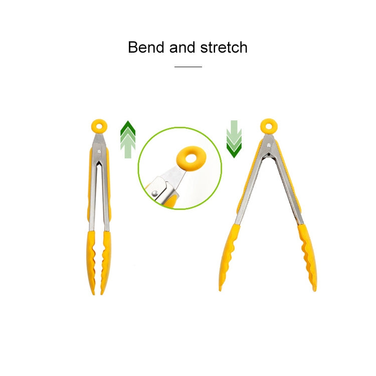 Kitchen Silicone Cooking Salad Stainless Steel Handle Food Clip