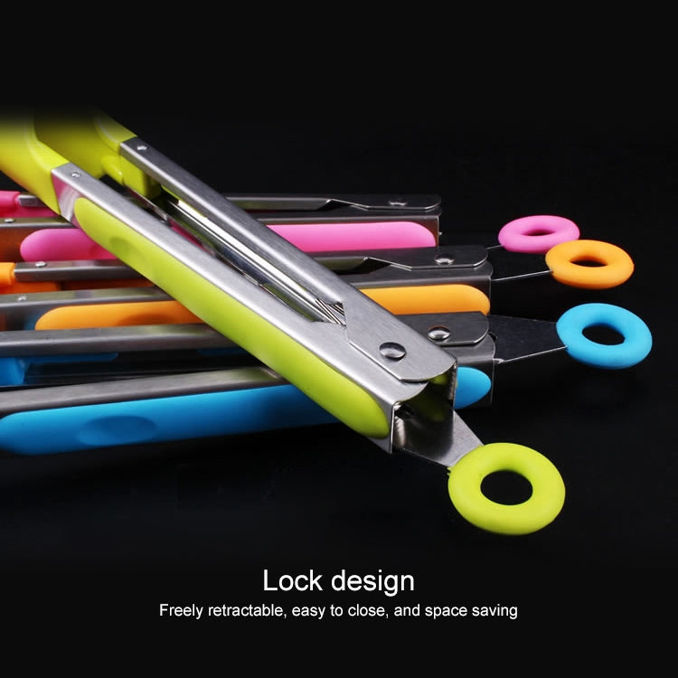 Kitchen Silicone Cooking Salad Stainless Steel Handle Food Clip