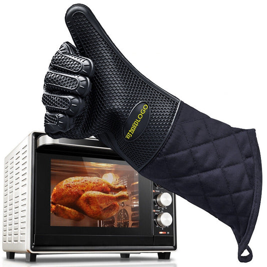Extended Silicone Non-slip Gloves Resistant To High Temperatures Insulated Microwave Ovens Anti-scalding Gloves