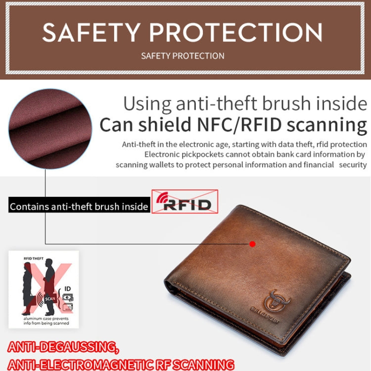 BUFF CAPTAIN 05 Men Leather Short Wallet Anti-Theft Brush Multi-Card Bit First-Layer Soft Cowhide Wallet