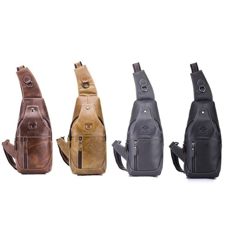 BULL CAPTAIN 019 Retro Men Leather Crossbody Shoulder Bag First-Layer Cowhide Chest Bag, Colour: Black + Buckle