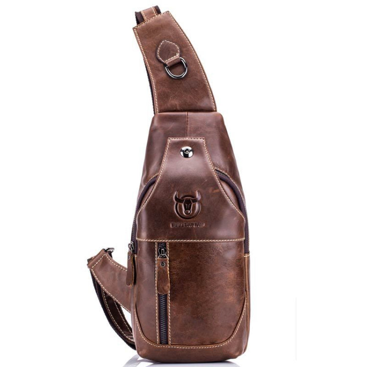 BULL CAPTAIN 019 Retro Men Leather Crossbody Shoulder Bag First-Layer Cowhide Chest Bag, Colour: Black + Buckle