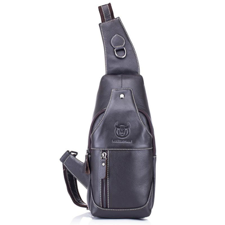 BULL CAPTAIN 019 Retro Men Leather Crossbody Shoulder Bag First-Layer Cowhide Chest Bag, Colour: Black + Buckle