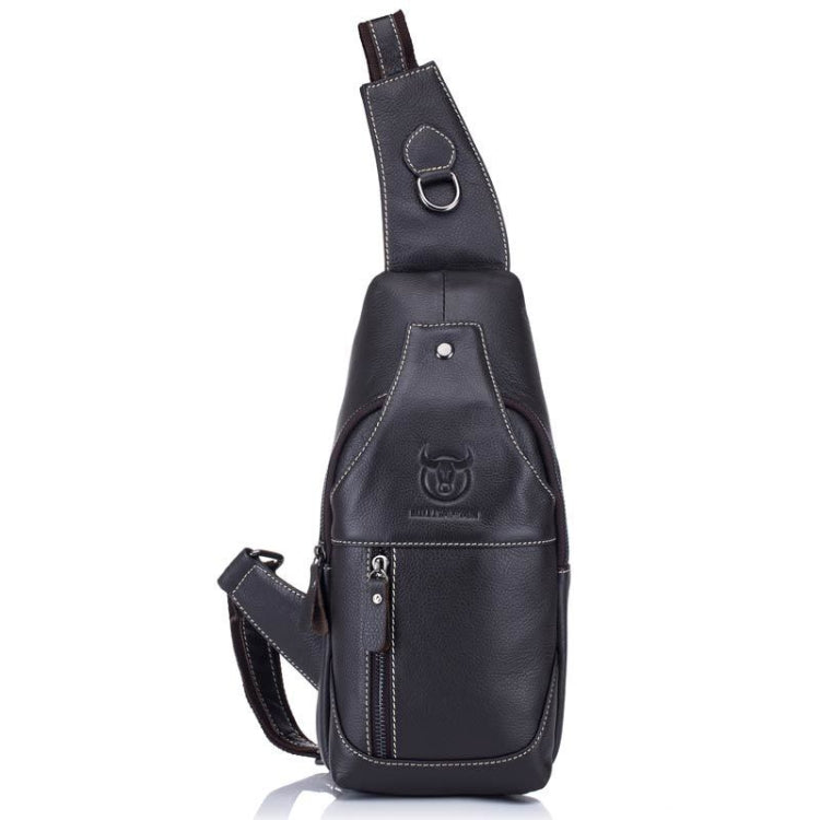 BULL CAPTAIN 019 Retro Men Leather Crossbody Shoulder Bag First-Layer Cowhide Chest Bag, Colour: Black + Buckle