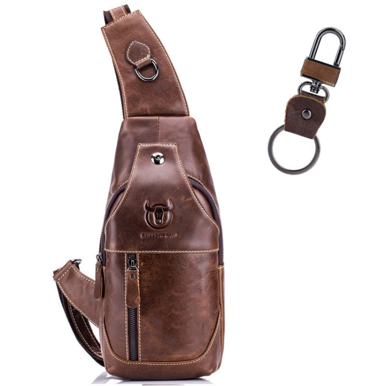 BULL CAPTAIN 019 Retro Men Leather Crossbody Shoulder Bag First-Layer Cowhide Chest Bag, Colour: Black + Buckle