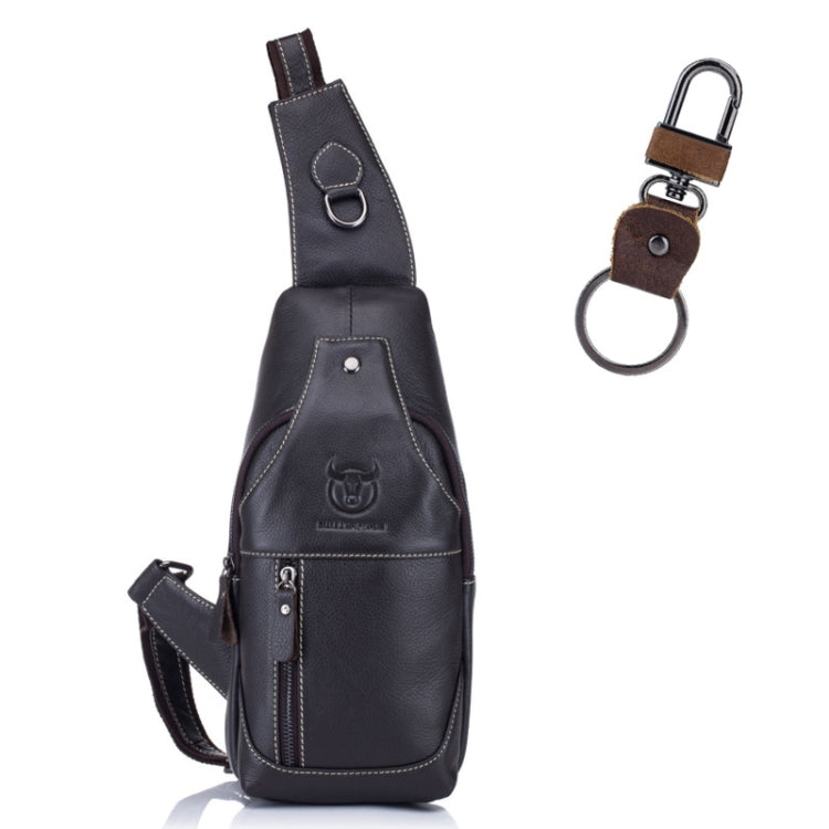 BULL CAPTAIN 019 Retro Men Leather Crossbody Shoulder Bag First-Layer Cowhide Chest Bag, Colour: Black + Buckle