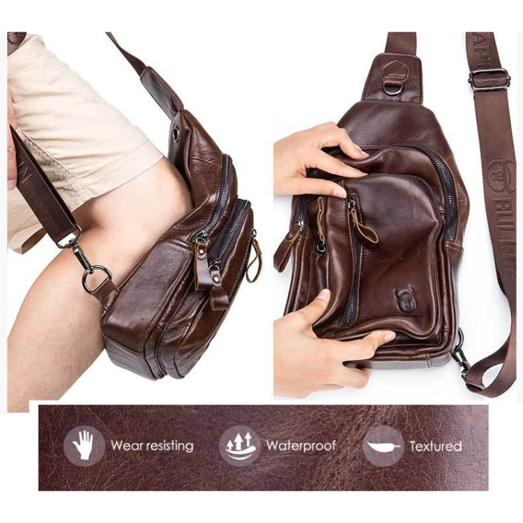 BUFF CAPTAIN 100 Men Leather Crossbody Shoulder Bag First-Layer Cowhide Multi-Function Sports Casual Chest Bag