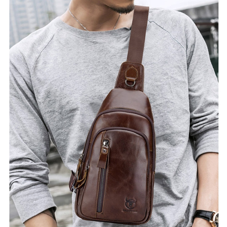 BUFF CAPTAIN 100 Men Leather Crossbody Shoulder Bag First-Layer Cowhide Multi-Function Sports Casual Chest Bag