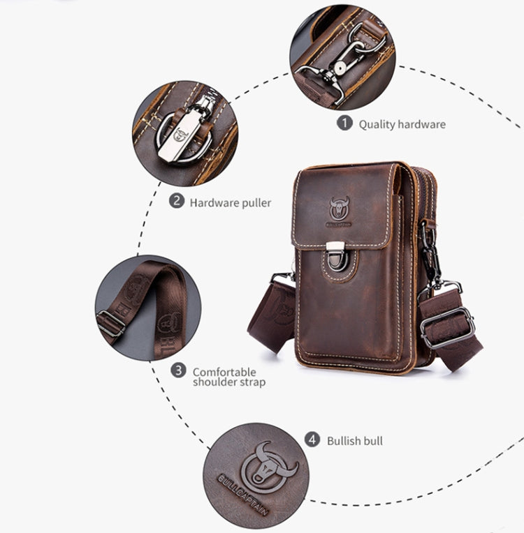 BUFF CAPTAIN 075 Men Belt Mobile Phone Waist Bag First-Layer Cowhide Multi-Function Diagonal Bag