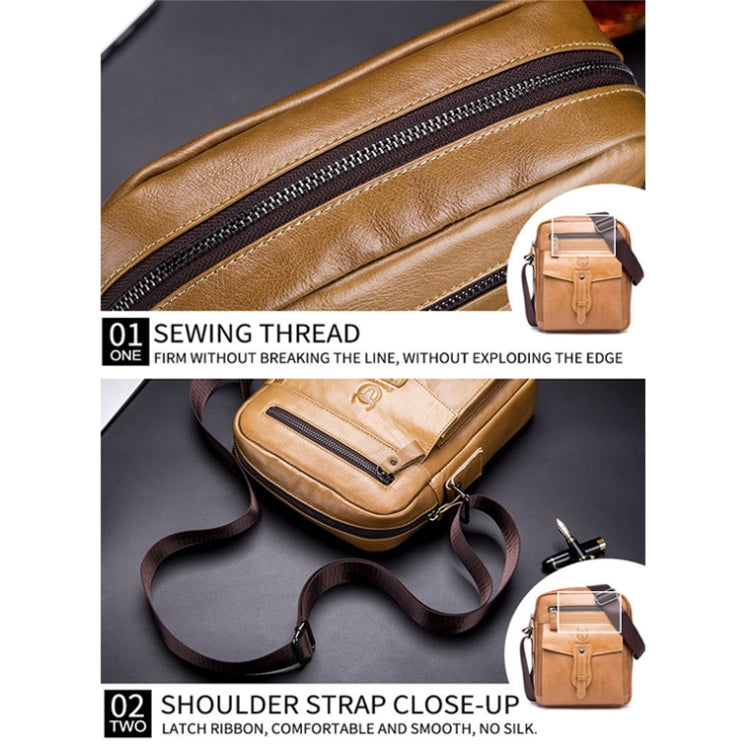 BUFF CAPTAIN 053 Men Leather Shoulder Messenger Bag First-Layer Cowhide Large Capacity Briefcase, Specification：