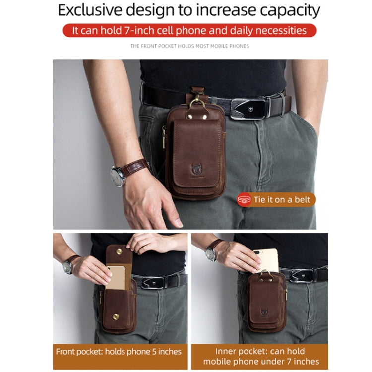 BULL CAPTAIN 028 Multi-Function Cattle Leather Waist Bag Magnetic Buckle Mobile Phone Belt Bag