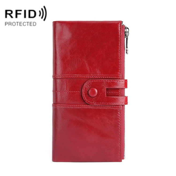 Retro Ladies RFID Wallet Leather Long Mobile Phone Bag