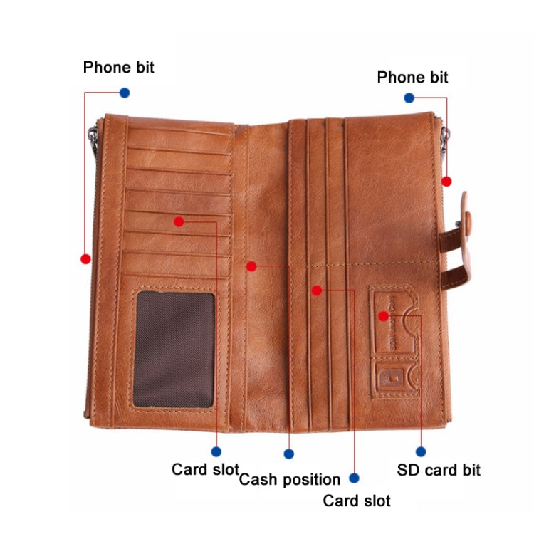 Retro Ladies RFID Wallet Leather Long Mobile Phone Bag