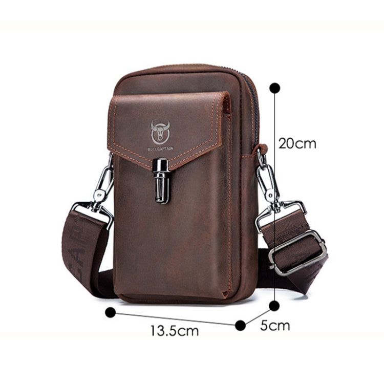 BULL CAPTAIN 076 Retro Leather Mobile Phone Waist Bag Men Leather Messenger Bag