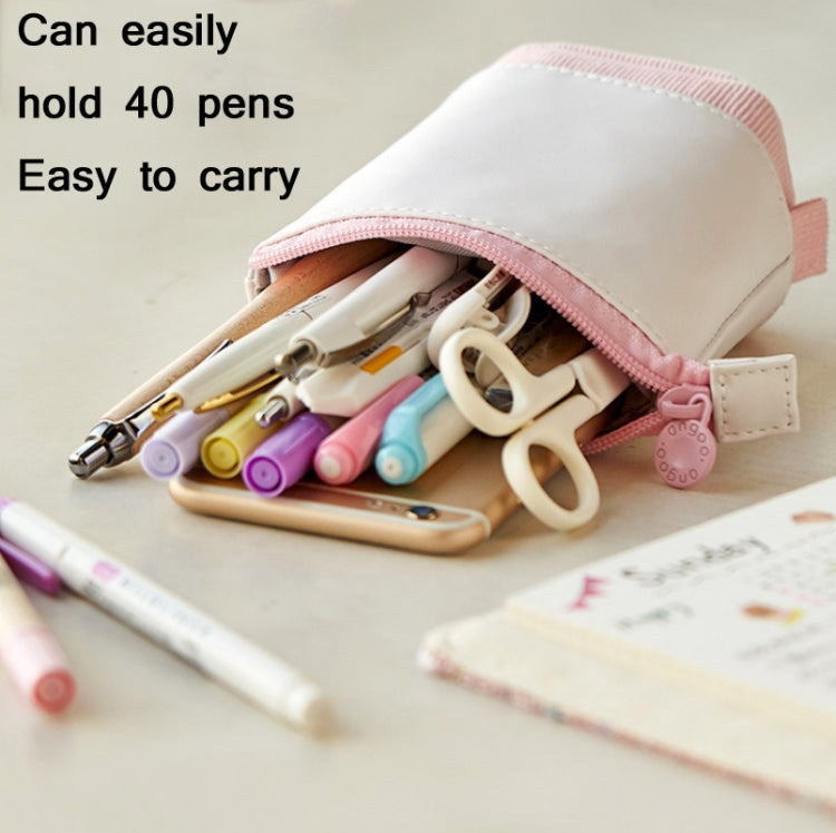 ANGOO Corduroy Retractable Drop-Down Pencil Case Student Stationery Storage Bag