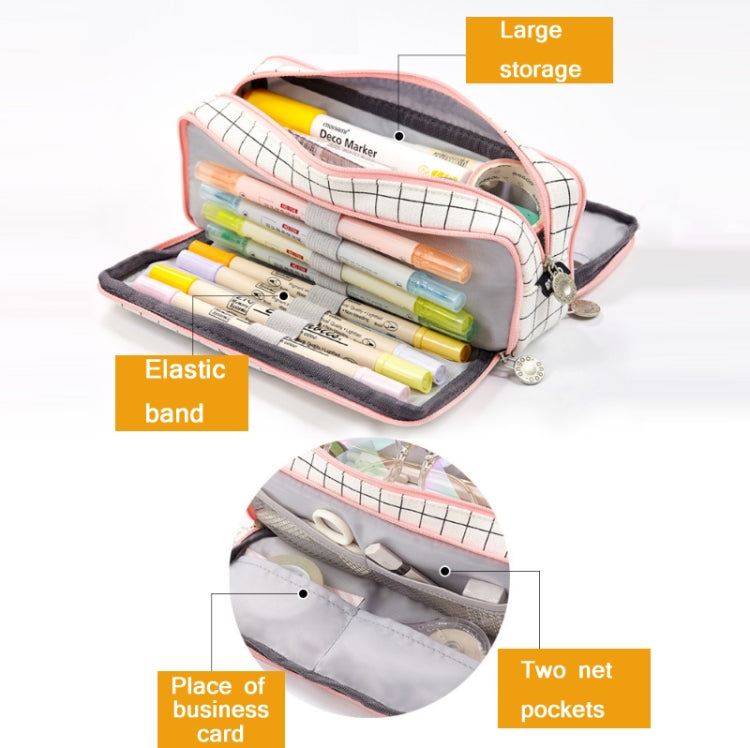 Angoo Double-Open Multi-Layer Stationery Pencil Case Multifunctional Cosmetic Bag