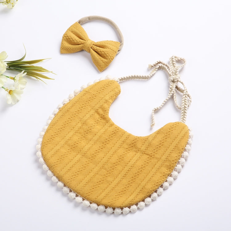 Baby Linen Cotton Printed Double-sided Saliva Towel Headband Set