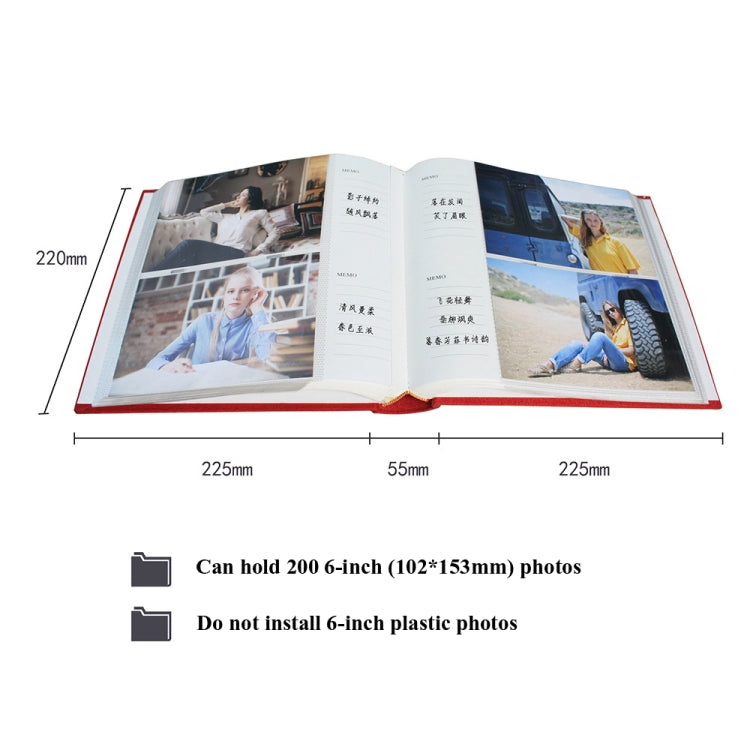 6 Inch 200 Sheets Flannel Retro Photo Album Interstitial Photo Storage Book