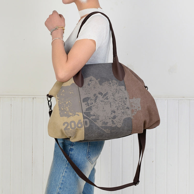 K1219 Large-Capacity Graffiti Canvas Bag Printing Single-Shoulder Messenger Bag
