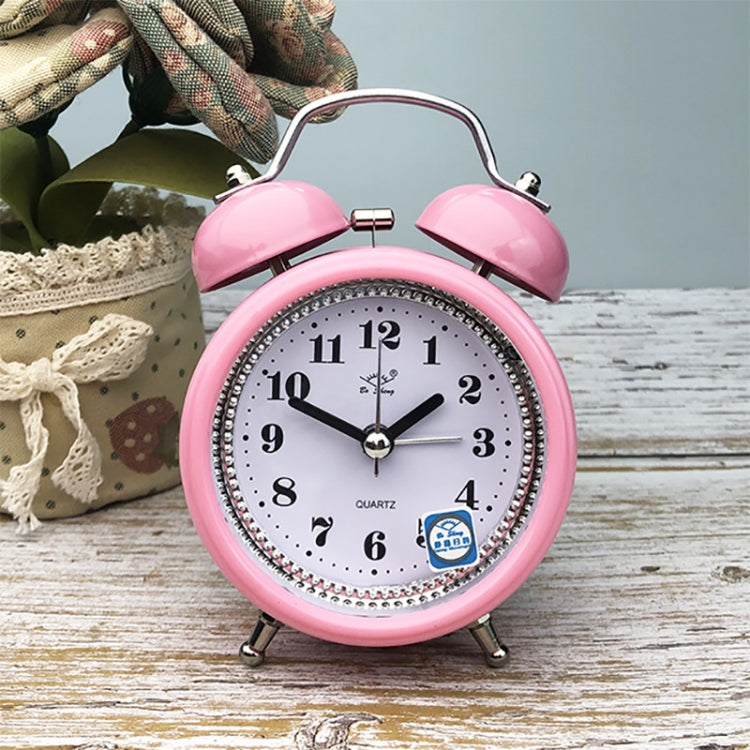 3 Inch Metal Bell Alarm Clock With Night Light Student Bedside Fashion Clock