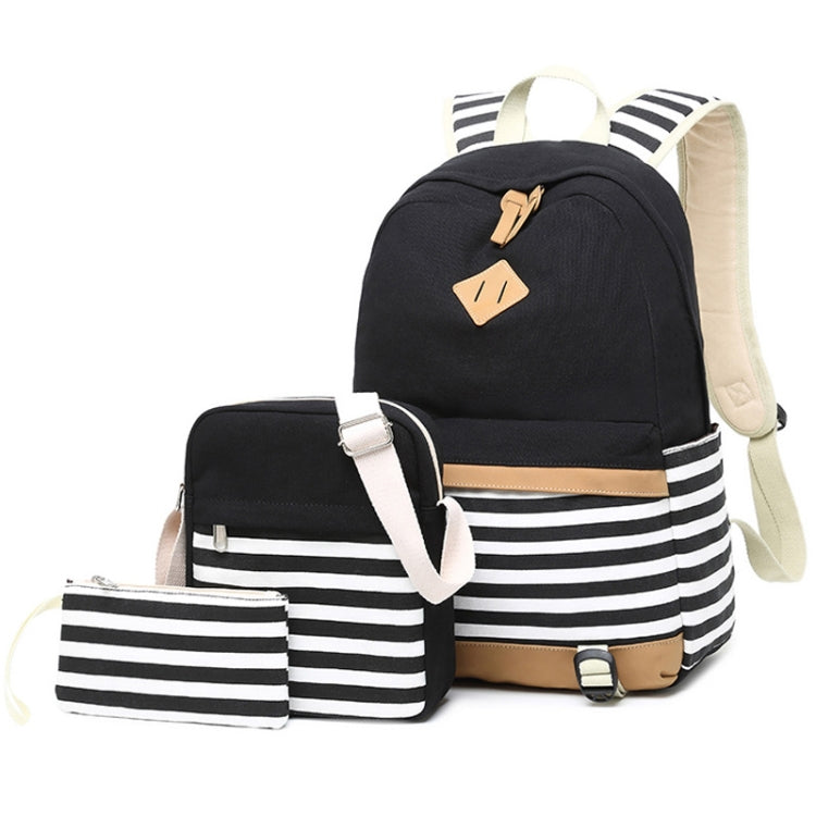 3 PCS/Set Canvas Leisure Backpack Large Capacity Printed School Bag