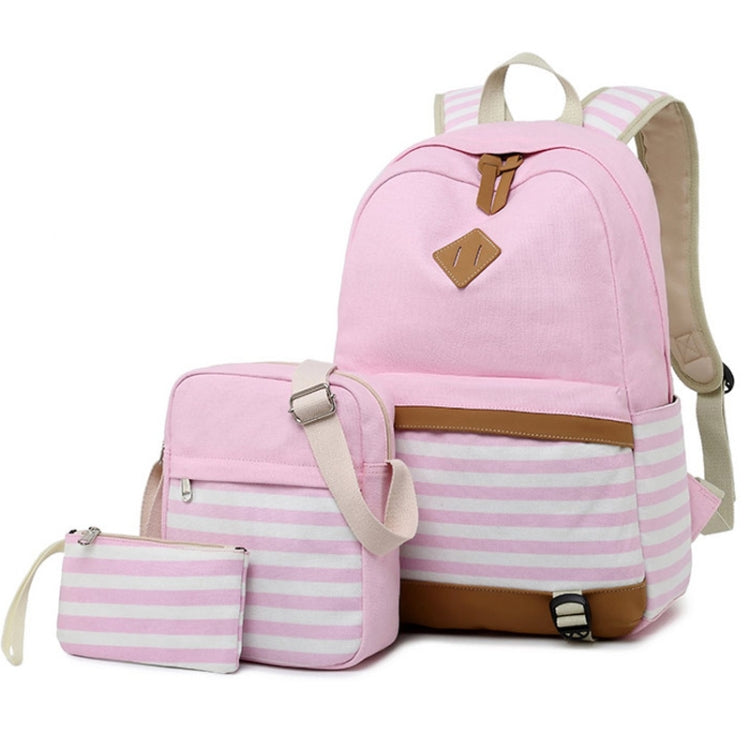 3 PCS/Set Canvas Leisure Backpack Large Capacity Printed School Bag