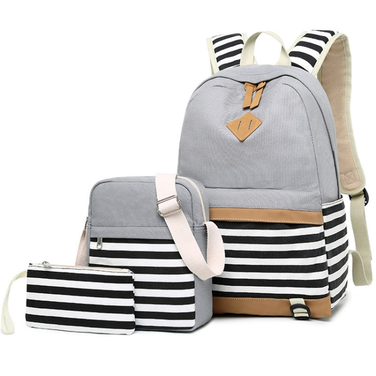3 PCS/Set Canvas Leisure Backpack Large Capacity Printed School Bag