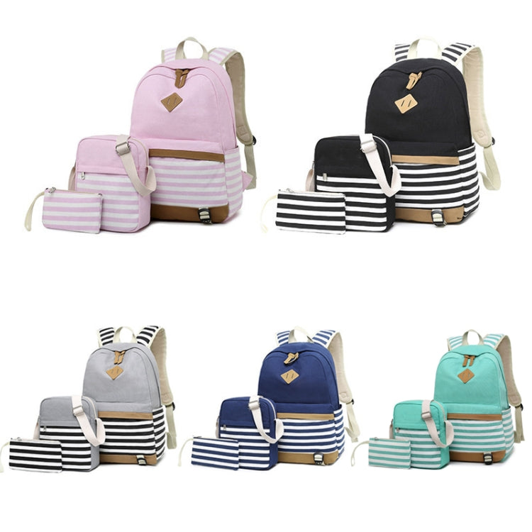3 PCS/Set Canvas Leisure Backpack Large Capacity Printed School Bag