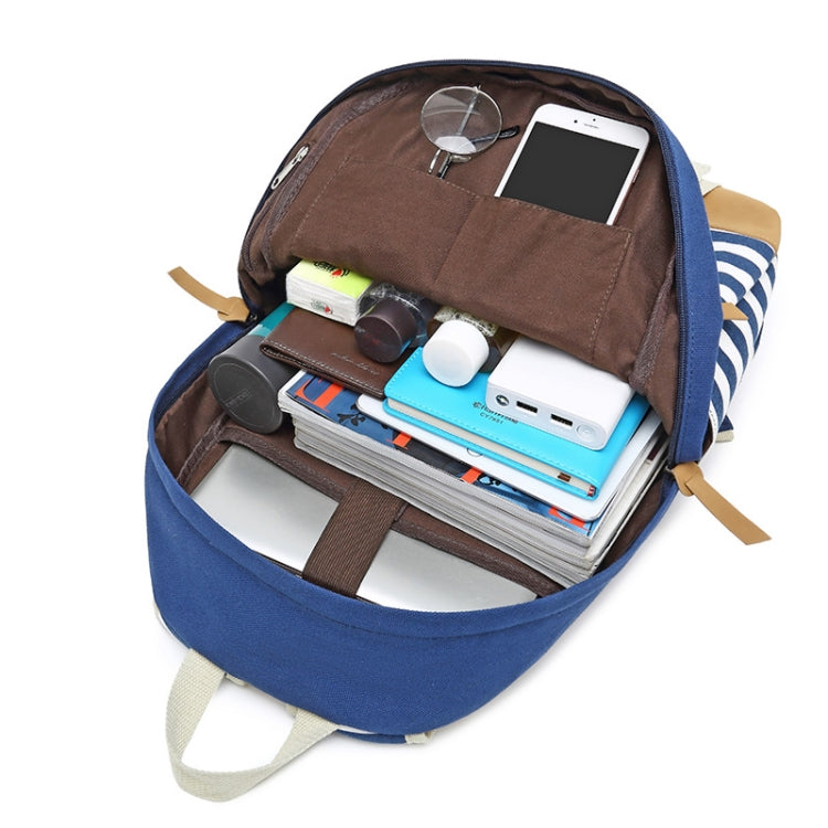 3 PCS/Set Canvas Leisure Backpack Large Capacity Printed School Bag