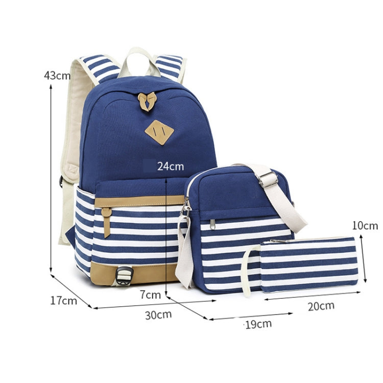 3 PCS/Set Canvas Leisure Backpack Large Capacity Printed School Bag