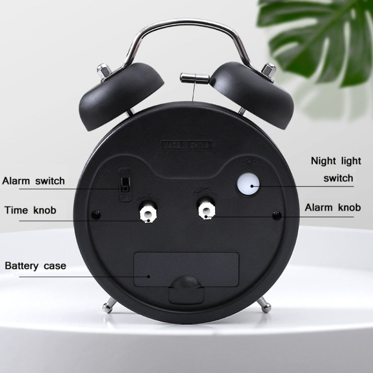 3304T Bedroom Bedside Multifunctional Bell Metal Alarm Clock With Night Light