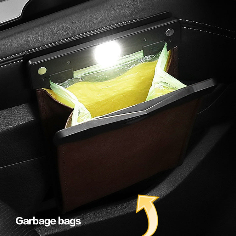 Car Trash Can Storage Bag Hanging Paste With LED Light Garbage Bag