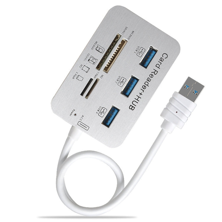 619-3.0 3 Port HUB + 4 Port Card Reader One to Three High Speed USB 3.0 Hub Splitter