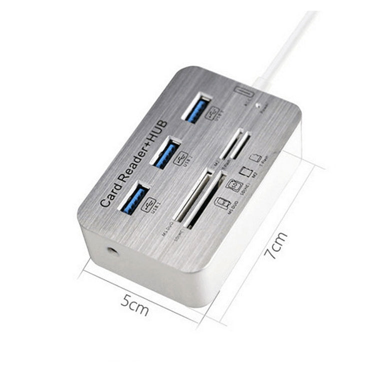 619-3.0 3 Port HUB + 4 Port Card Reader One to Three High Speed USB 3.0 Hub Splitter