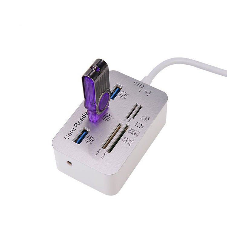 619-3.0 3 Port HUB + 4 Port Card Reader One to Three High Speed USB 3.0 Hub Splitter