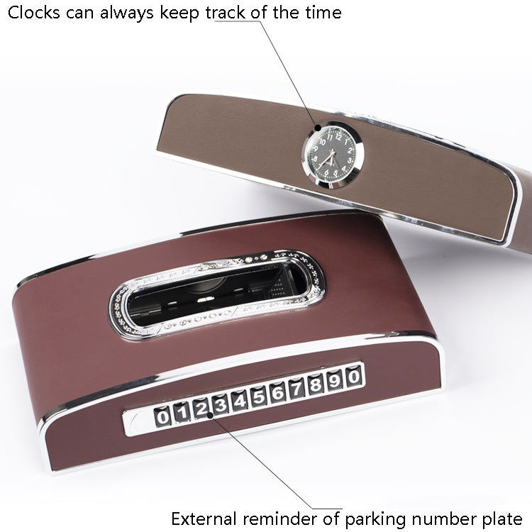 Car Clock Tissue Box Multi-Function Vehicle Instrument Table Paper Towel Box, Style: