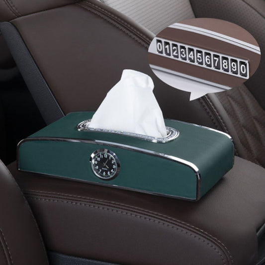 Car Clock Tissue Box Multi-Function Vehicle Instrument Table Paper Towel Box, Style:, Clock+Parking Card (Green), Clock+Parking Card (Ivory), Clock+Parking Card (Agate), Clock+Parking Card (Black), Clock+Parking Card (Gray)
