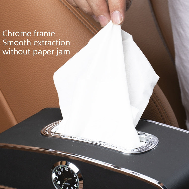 Car Clock Tissue Box Multi-Function Vehicle Instrument Table Paper Towel Box, Style: