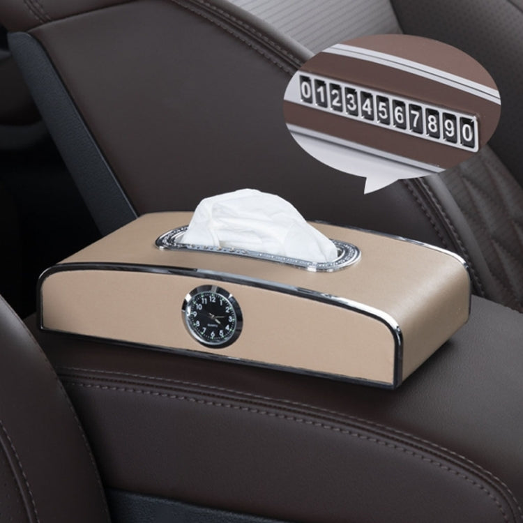 Car Clock Tissue Box Multi-Function Vehicle Instrument Table Paper Towel Box, Style: